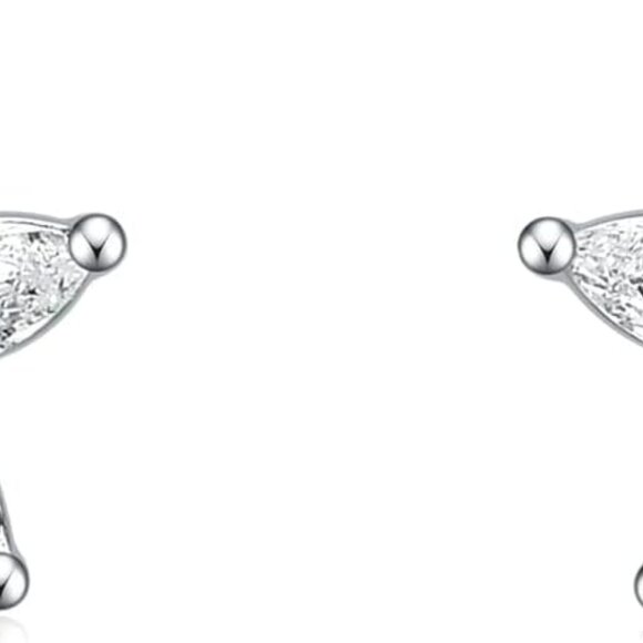 925 Sterling Silver Small Cubic Zirconia Flower Stud Earrings for Sensitive Ears - Picture 1 of 5